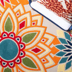 Safavieh Cabana Collection 2'2' X 7' Ivory/Orange Cbn328A Floral Indoor/ Outdoor Non-Shedding Easy Cleaning Patio Backyard Porc