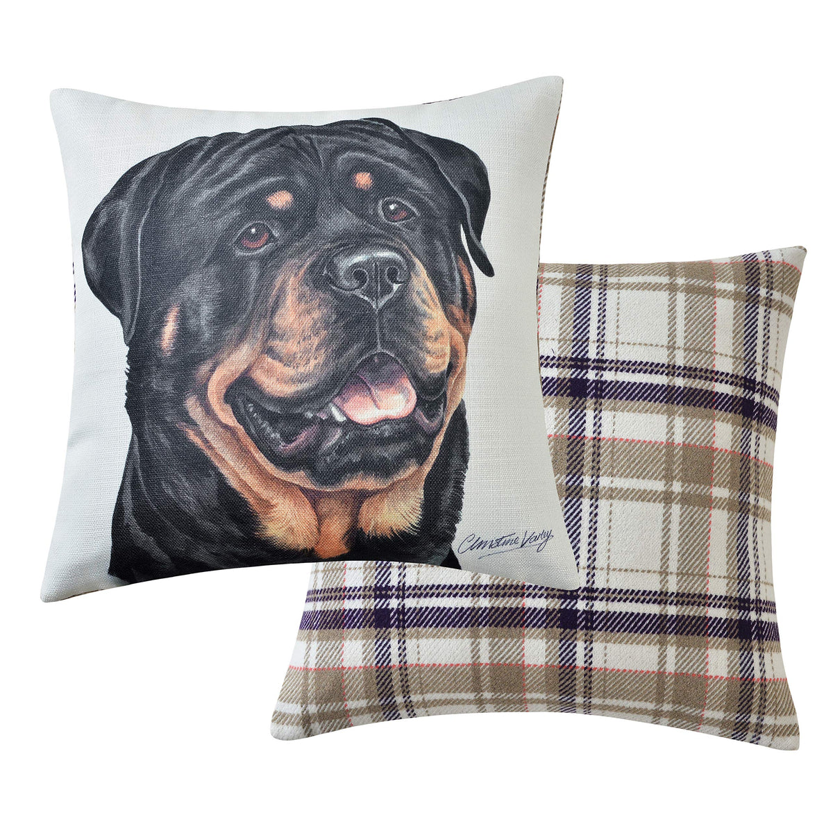 Maturi Rottweiler Filled Dog Cushion-43 X 43Cm / 17 X 17-Inch, Multi-Colored