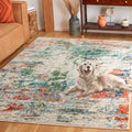SAFAVIEH Madison Collection Area Rug - 9 x 12, Green & Rust, Modern Design, Slip Resistant & Stain Resistant, Ideal for High T