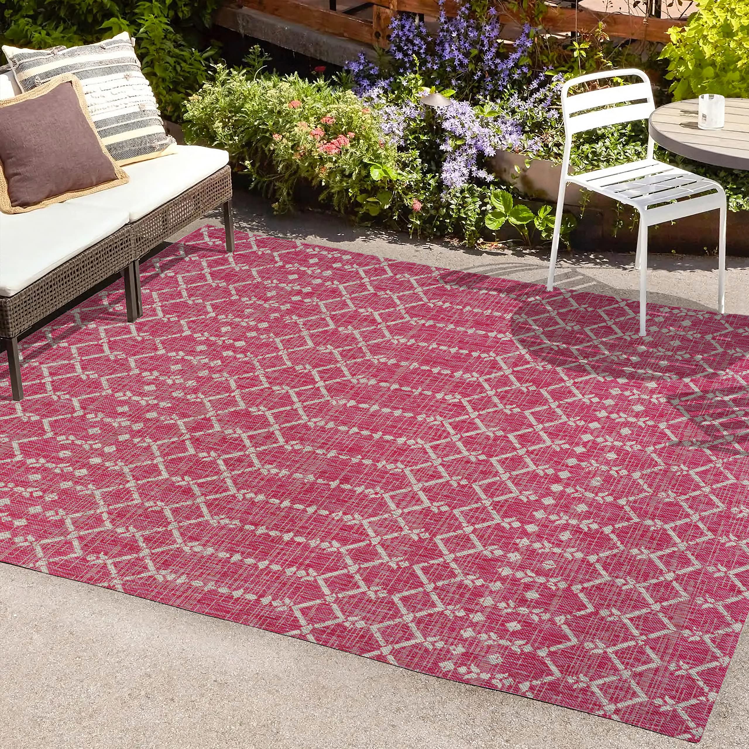 Jonathan Y Smb108Q-3 Ourika Moroccan Geometric Textured Weave Indoor Outdoor Area-Rug, Bohemian Rustic Easy-Cleaning,Bedroom,Kit
