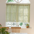 Sutuo Home Green Boho Curtain 52W x 36L inch White Striped Light Filtering Short Valance Tier, 1 Panel Embroidery Bohemian Farmh
