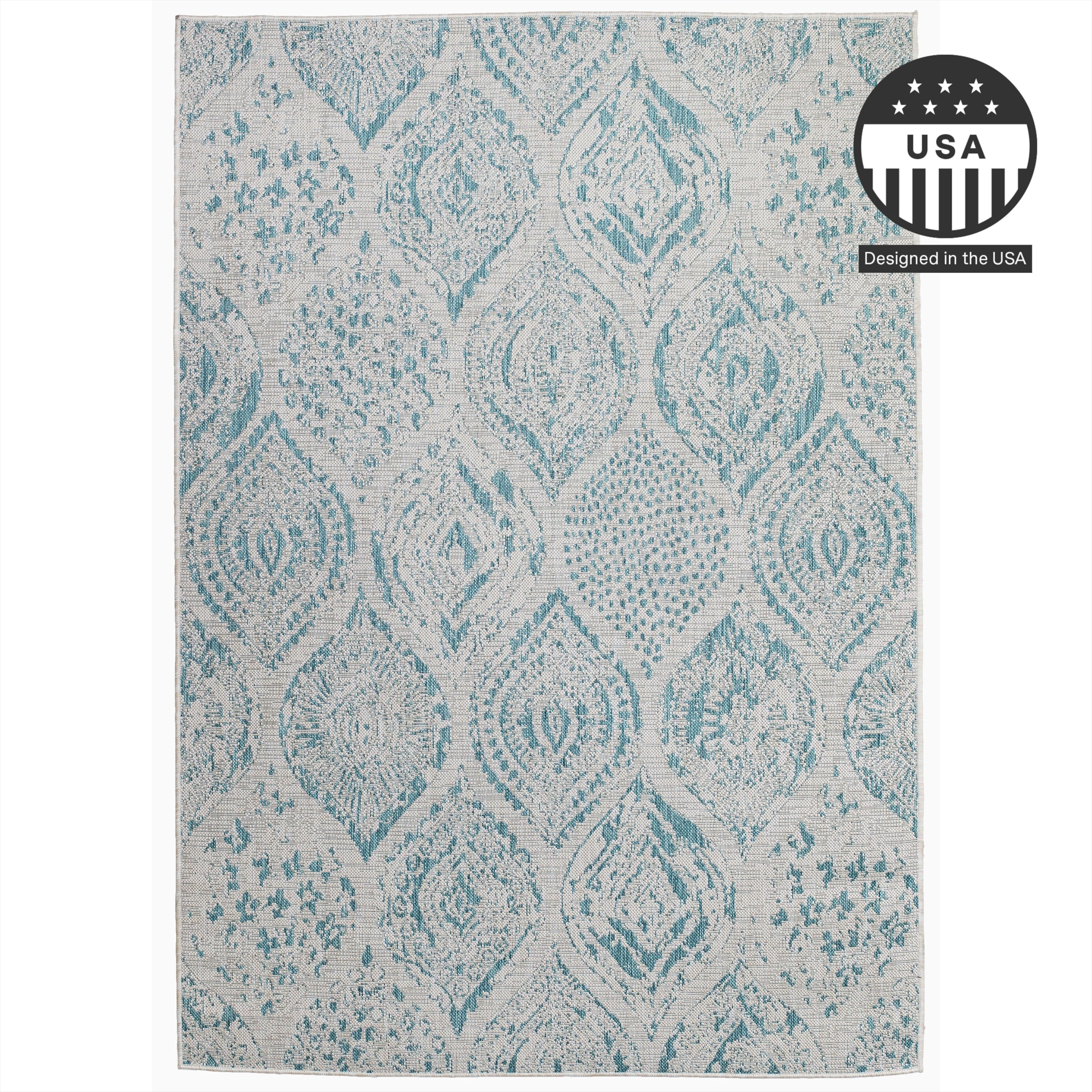 Fh Home Flat Woven Outdoor Rug - Waterproof, Easy To Clean, Stain Resistant - Premium Polypropylene Yarn - Distressed Farmhouse