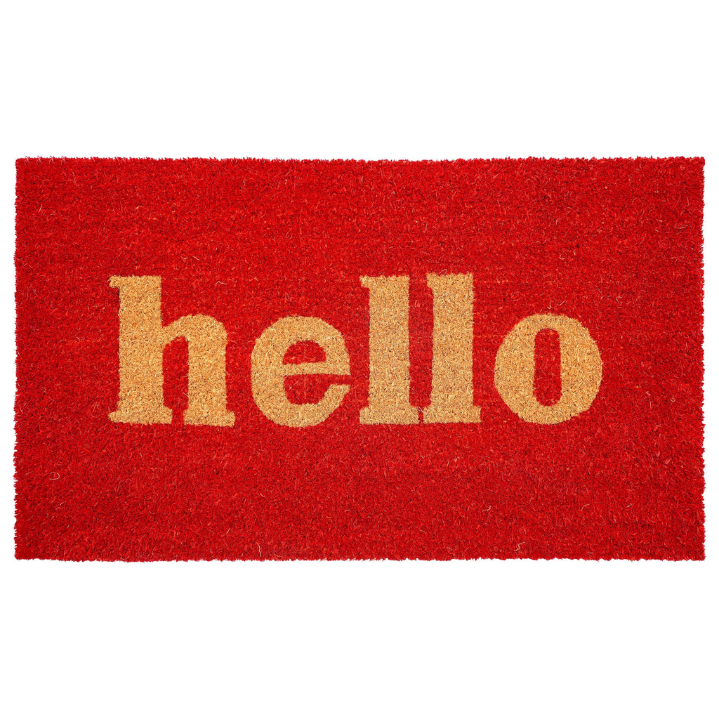 Calloway Mills 100282436Rnb Block Hello Doormat, 24' X 36', Red/Natural