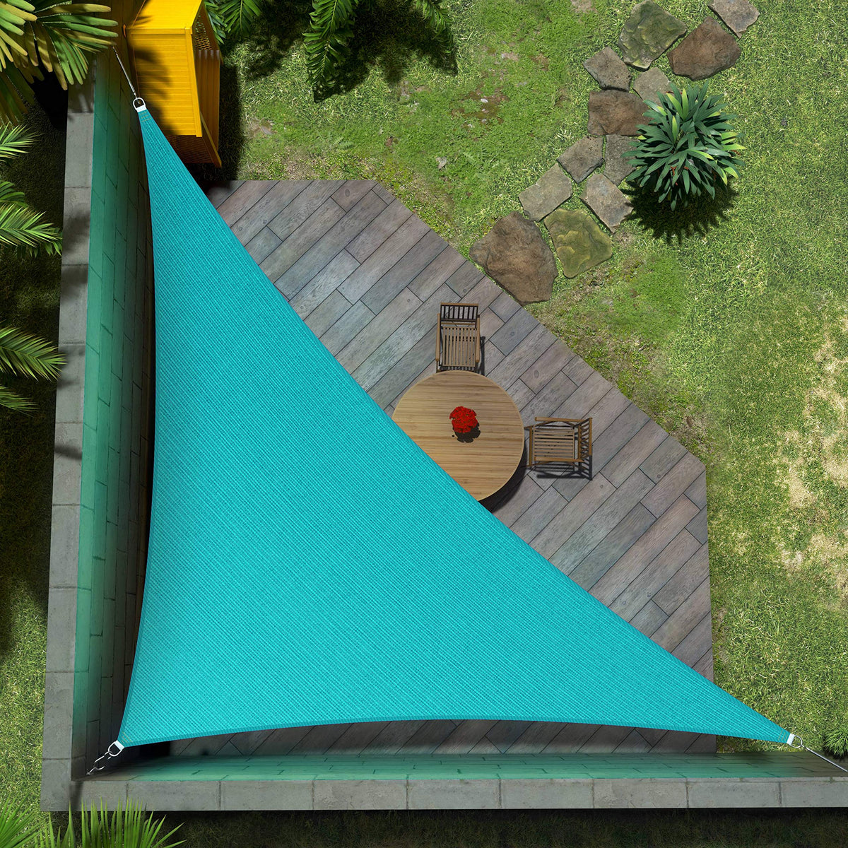 Amgo 16' X 16' X 22.6' Turquoise Right Triangle Sun Shade Sail Outdoor Canopy Awning Upf50+ Agtaprt16, 95% Uv Blockage, Water &