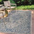 Jonathan Y Smb102B-4 Rozetta Boho Medallion Textured Weave Indoor Outdoor Area -Rug Coastal Bohemian Rustic Glam Easy -Cleaning Bedroom Kitchen Backyard Patio Non Shedding, 4 X 6, Gray/Navy