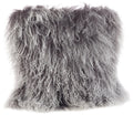 Saro Lifestyle 100% Wool Mongolian Lamb Fur Throw Pillow With Poly Filling, 16', Charcoal