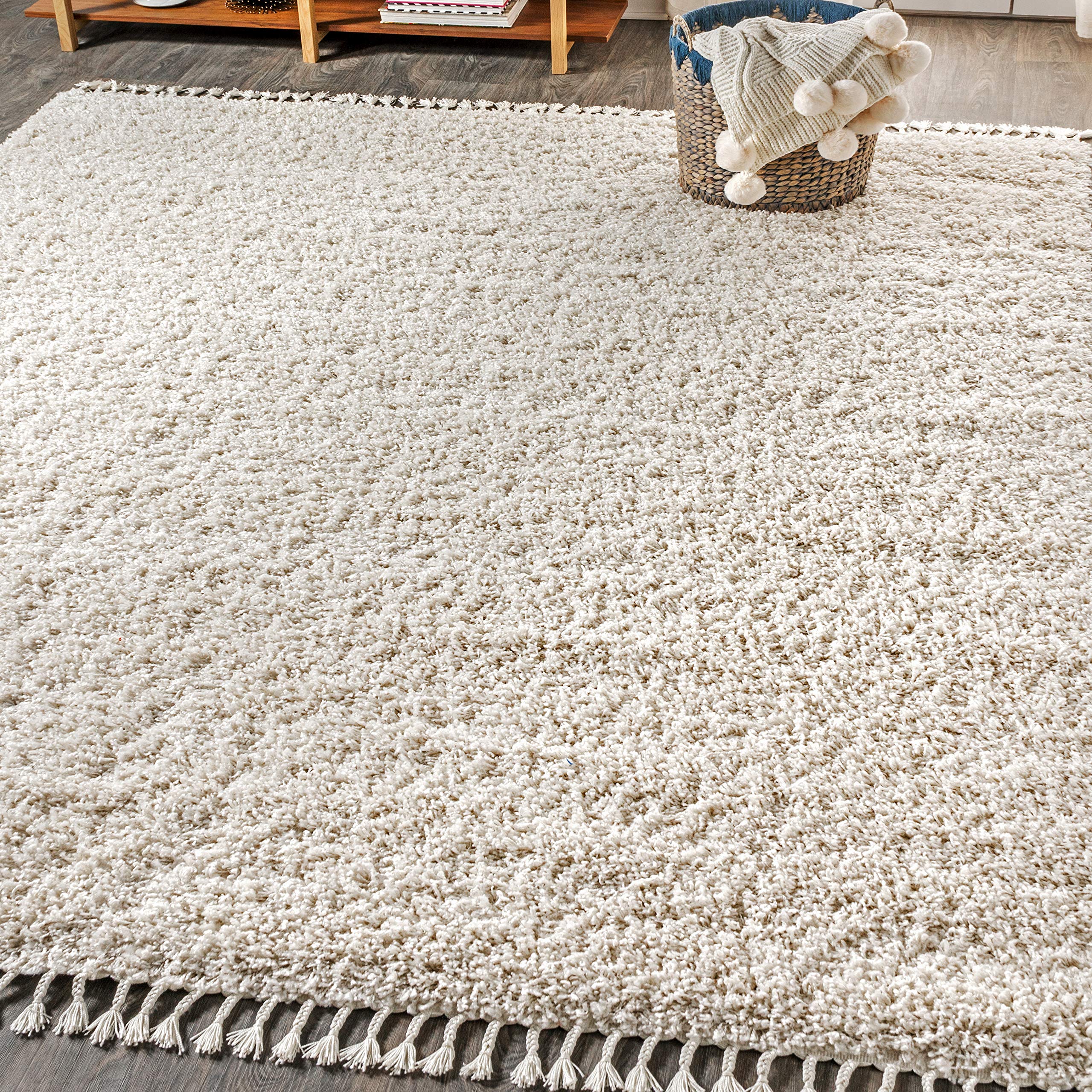JONATHAN Y MCR100D-5 Mercer Shag Plush Tassel Indoor Area-Rug Bohemian Modern Contemporary Solid Easy-Cleaning Bedroom Kitchen L