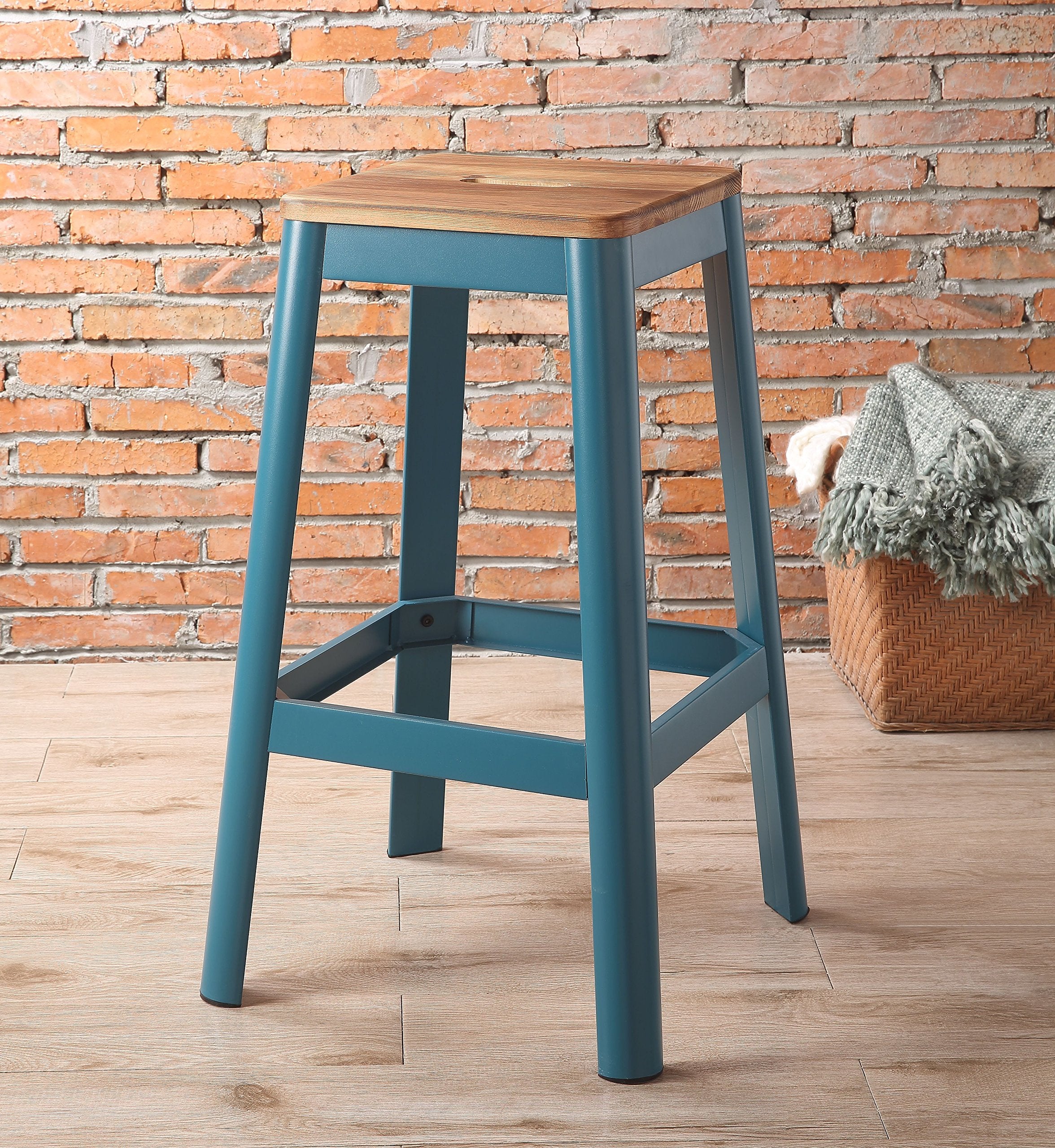 Acme Jacotte Bar Stool in Natural and Teal