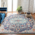 SAFAVIEH Madison Collection Area Rug - 9 Square, Black & Teal, Boho Chic Medallion Distressed Design, Non-Shedding & Easy Care,