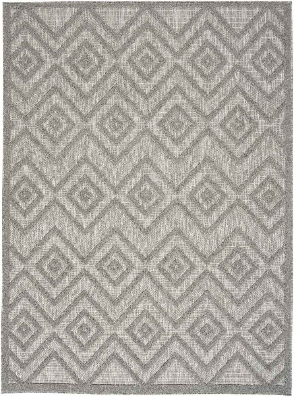 Nourison Versatile Indoor/Outdoor Silver Grey 6' X 9' Area Rug, Moroccan, Modern, Bedroom, Living Room, Backyard, Deck, Patio, Easy Clean, Non Shedding (6X9)