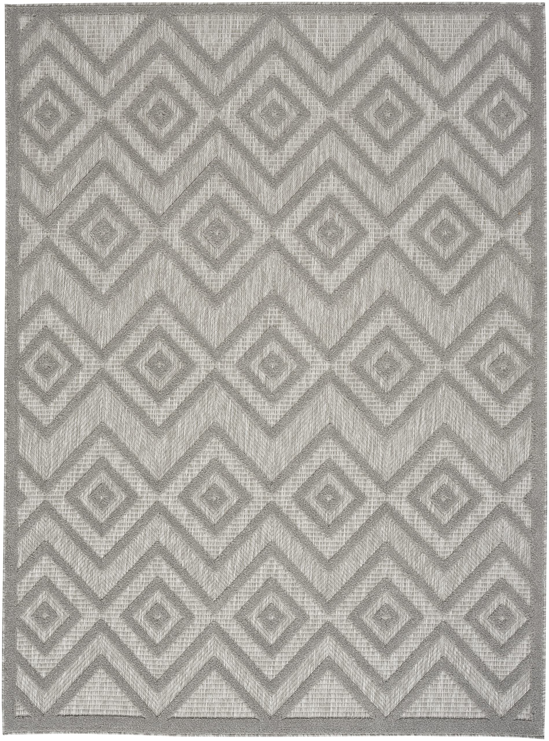 Nourison Versatile Indoor/Outdoor Silver Grey 6' X 9' Area Rug, Moroccan, Modern, Bedroom, Living Room, Backyard, Deck, Patio, Easy Clean, Non Shedding (6X9)
