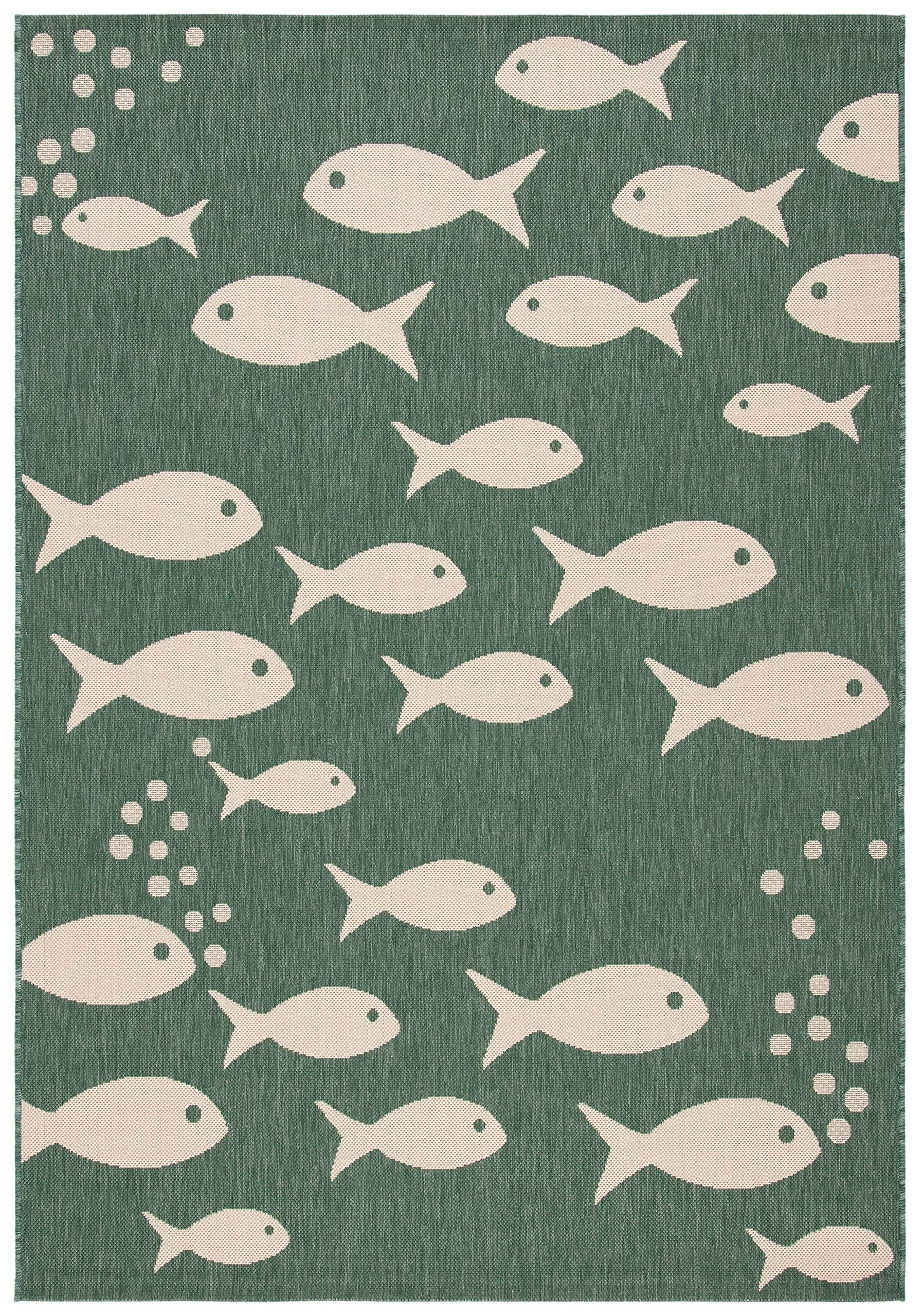 Safavieh Courtyard Collection Accent Rug - 2' X 3'7', Dark Green & Ivory, Border Design, Non-Shedding & Easy Care, Indoor/Outdo