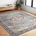 Loloi II Hathaway Collection HTH-01 Navy / Multi 2'-6'' x 7'-6'', .25'' Thick, Runner Rug, Soft, Durable, Printed, Modern, Low P