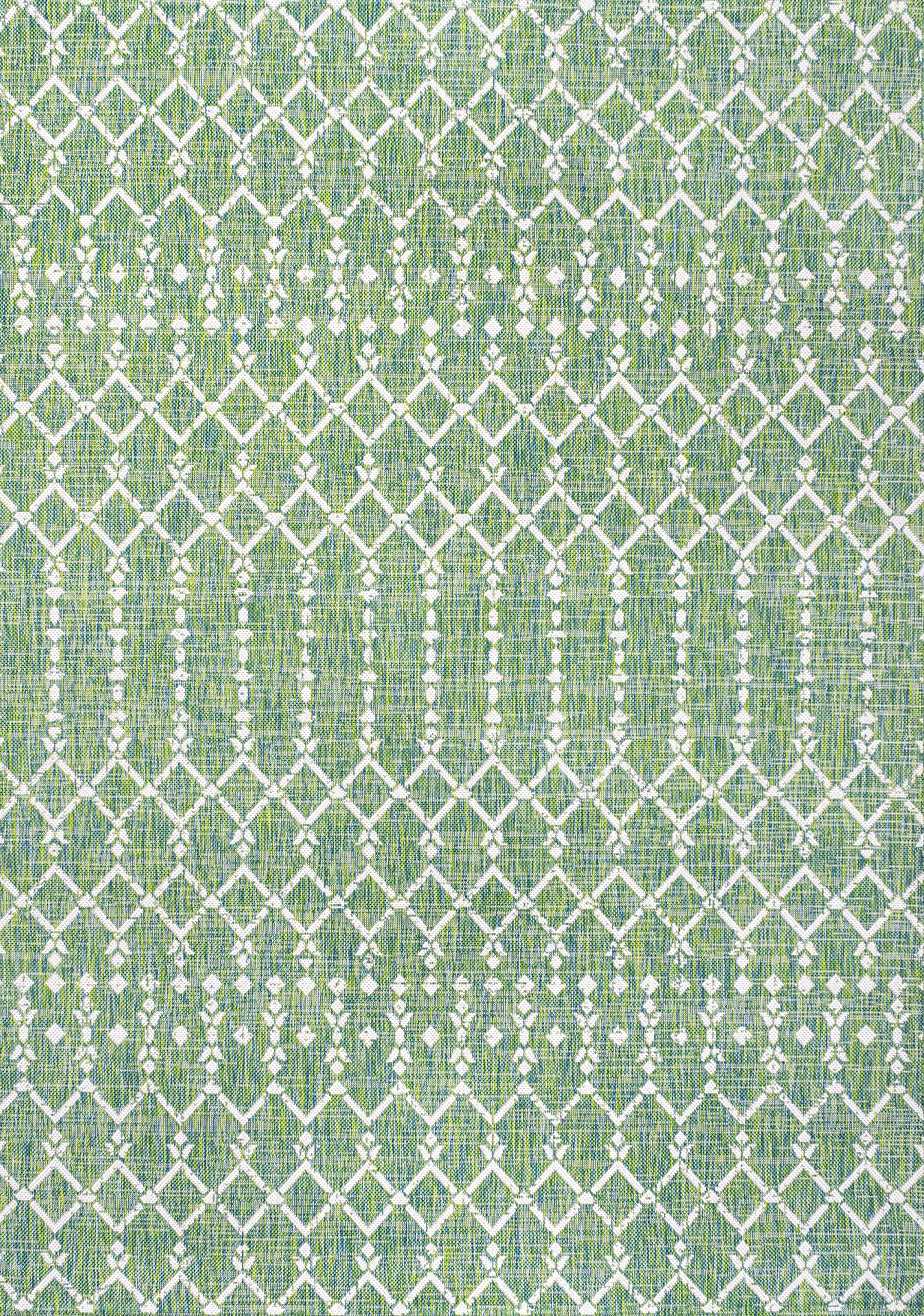 Jonathan Y Smb108L-8 Ourika Moroccan Geometric Textured Weave Indoor Outdoor Area-Rug, Bohemian Rustic Scandinavian Easy-Cleaning,Bedroom,Kitchen,Backyard,Patio,Non Shedding, 8 X 10, Green/Cream