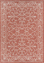 Jonathan Y Charleston Vintage Filigree Textured Weave Indoor/Outdoor Red/Beige 8 Ft. X 10 Ft. Area-Rug, Classic,Easy-Cleaning,Hightraffic,Livingroom,Backyard, Non Shedding (Smb106B-8)