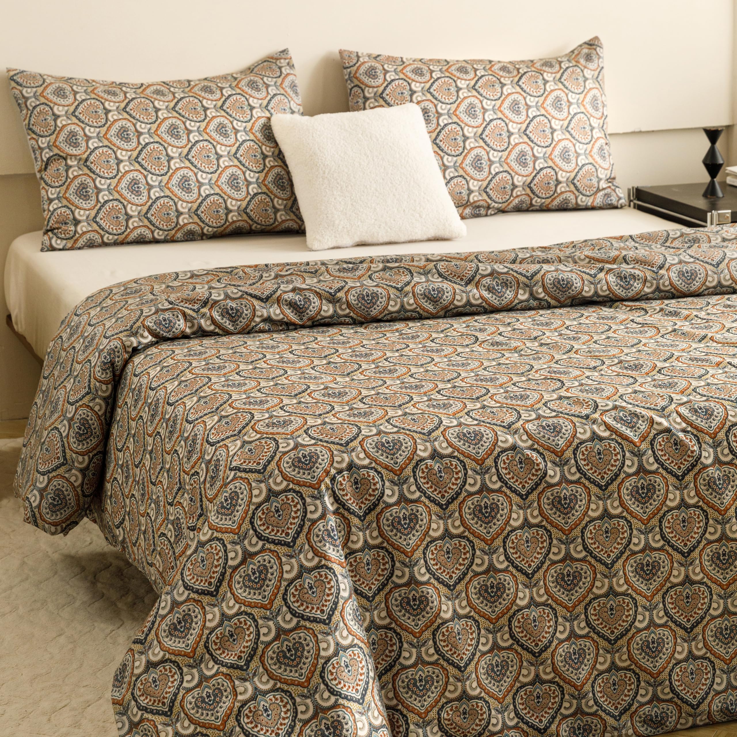 Heimenaogo Egyptian Cotton Duvet Cover King Size Sateen Weave, Silky Soft Duvet Cover With Zipper Closure, Long Staple Cotton Co