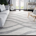 SAFAVIEH Adirondack Collection Area Rug - 10 Square, Cream & Grey, Modern Wave Distressed Design, Non-Shedding & Easy Care, Ide