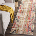SAFAVIEH Monaco Collection Runner Rug - 22 x 20, Light Grey & Multi, Boho Chic Tribal Distressed Design, Non-Shedding & Easy C