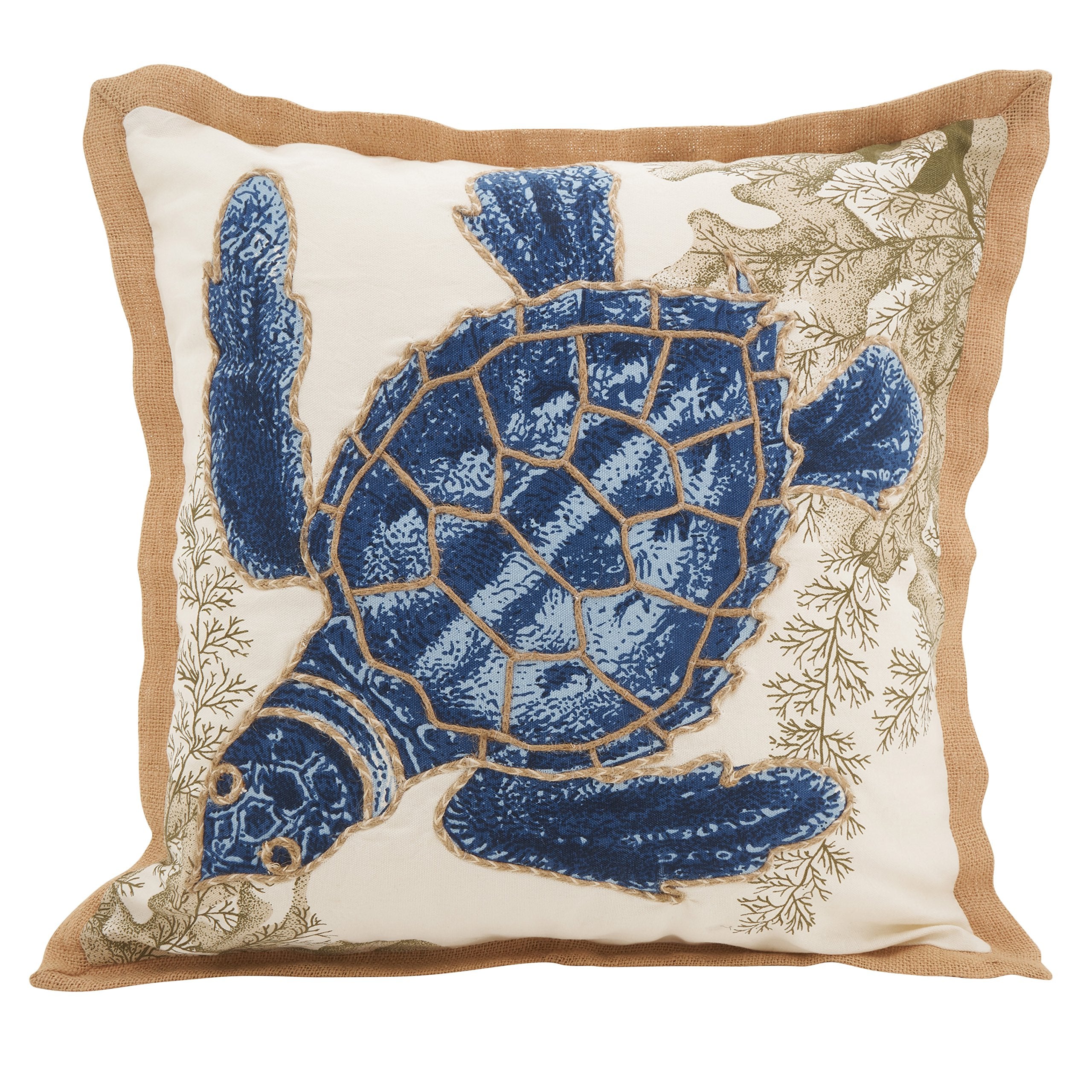 Saro Lifestyle Neptunian Collection Cotton Throw Pillow, 20', Sea Turtle