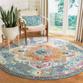SAFAVIEH Crystal Collection 4 Round Teal/Orange CRS501J Boho Chic Oriental Medallion Distressed Non-Shedding Dining Room Entryw