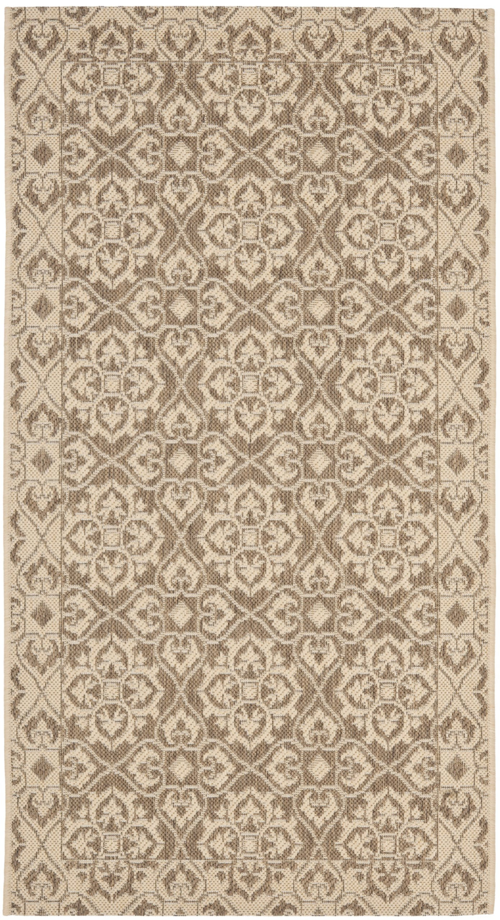 Safavieh Courtyard Collection 2'7' X 5' Brown / Cream Cy6550 Indoor/ Outdoor Waterproof Easy Cleaning Patio Backyard Mudroom Ar