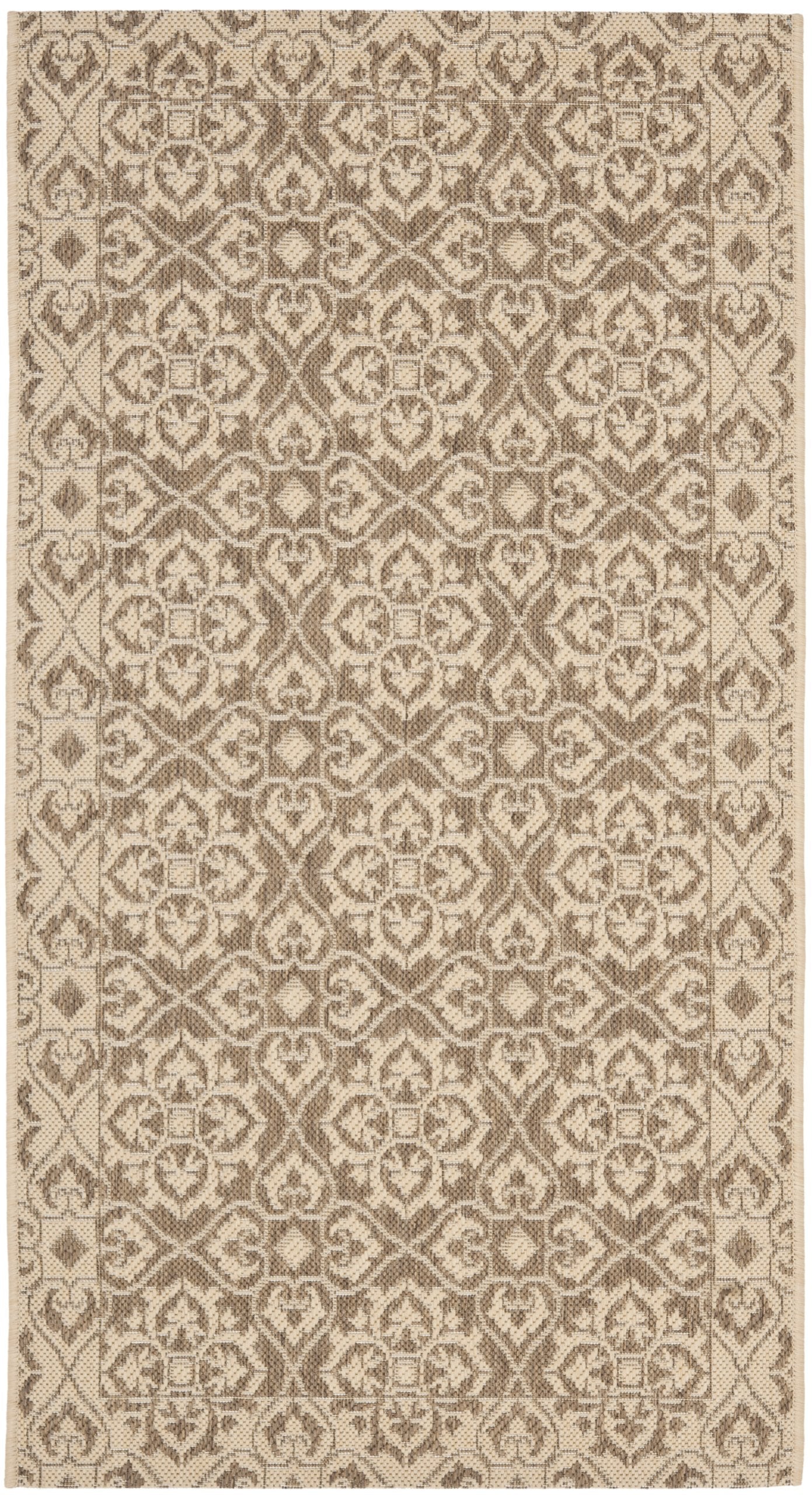 Safavieh Courtyard Collection 2'7' X 5' Brown / Cream Cy6550 Indoor/ Outdoor Waterproof Easy Cleaning Patio Backyard Mudroom Ar