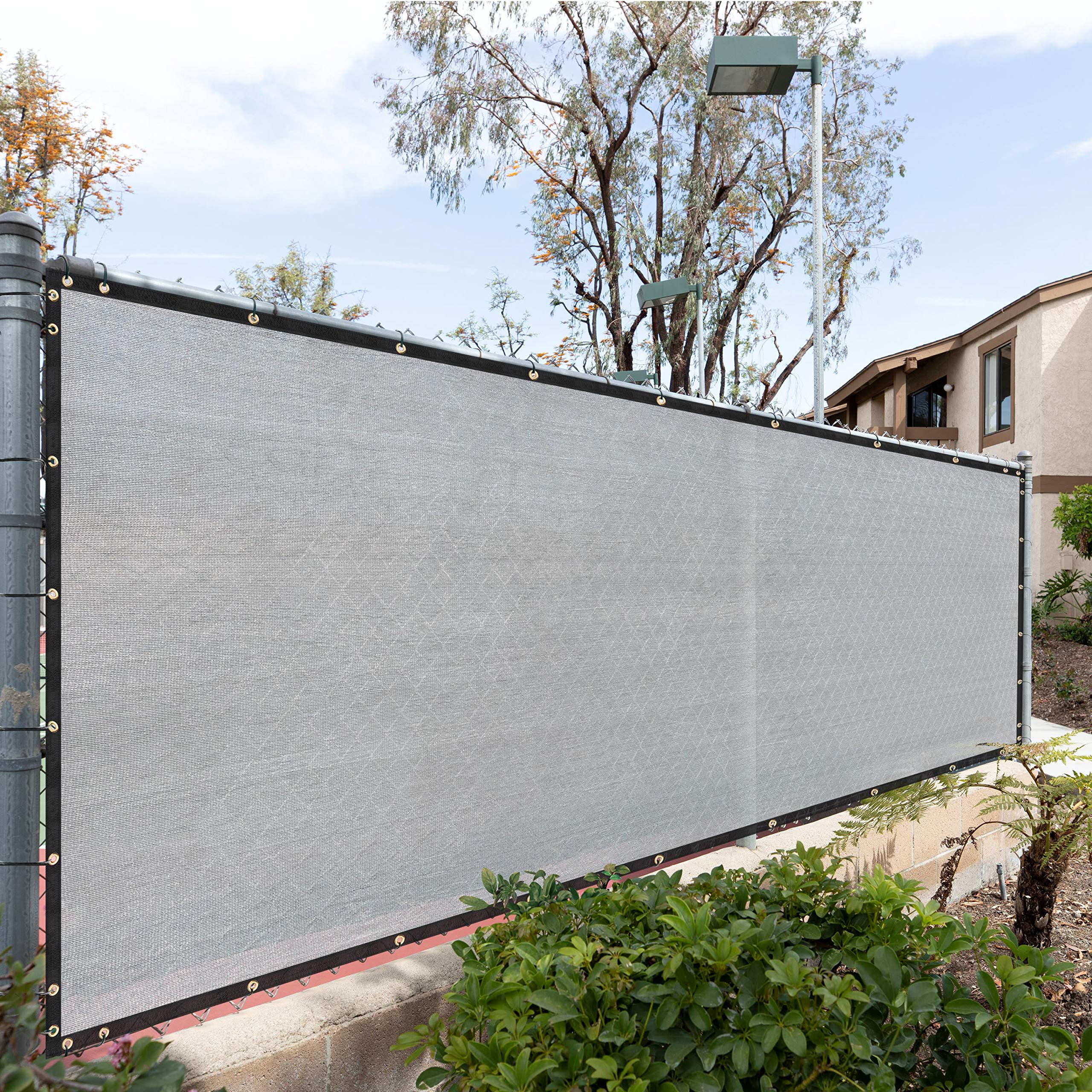 Royal Shade Custom Size 8' X 162' Grey Fence Privacy Screen Windscreen Cover Netting Mesh Fabric Cloth - Cable Zip Ties Included