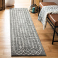 SAFAVIEH Tulum Collection Runner Rug - 2 x 8, Dark Grey & Ivory, Moroccan Boho Distressed Design, Non-Shedding & Easy Care, Id