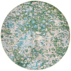 Safavieh Madison Collection 5' Round Green / Turquoise Mad425Y Boho Abstract Distressed Non-Shedding Dining Room Entryway Foyer