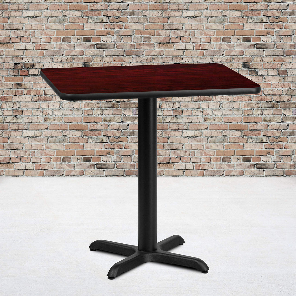 Flash Furniture Graniss 24'' x 30'' Rectangular Mahogany Laminate Table Top with 22'' x 22'' Table Height Base