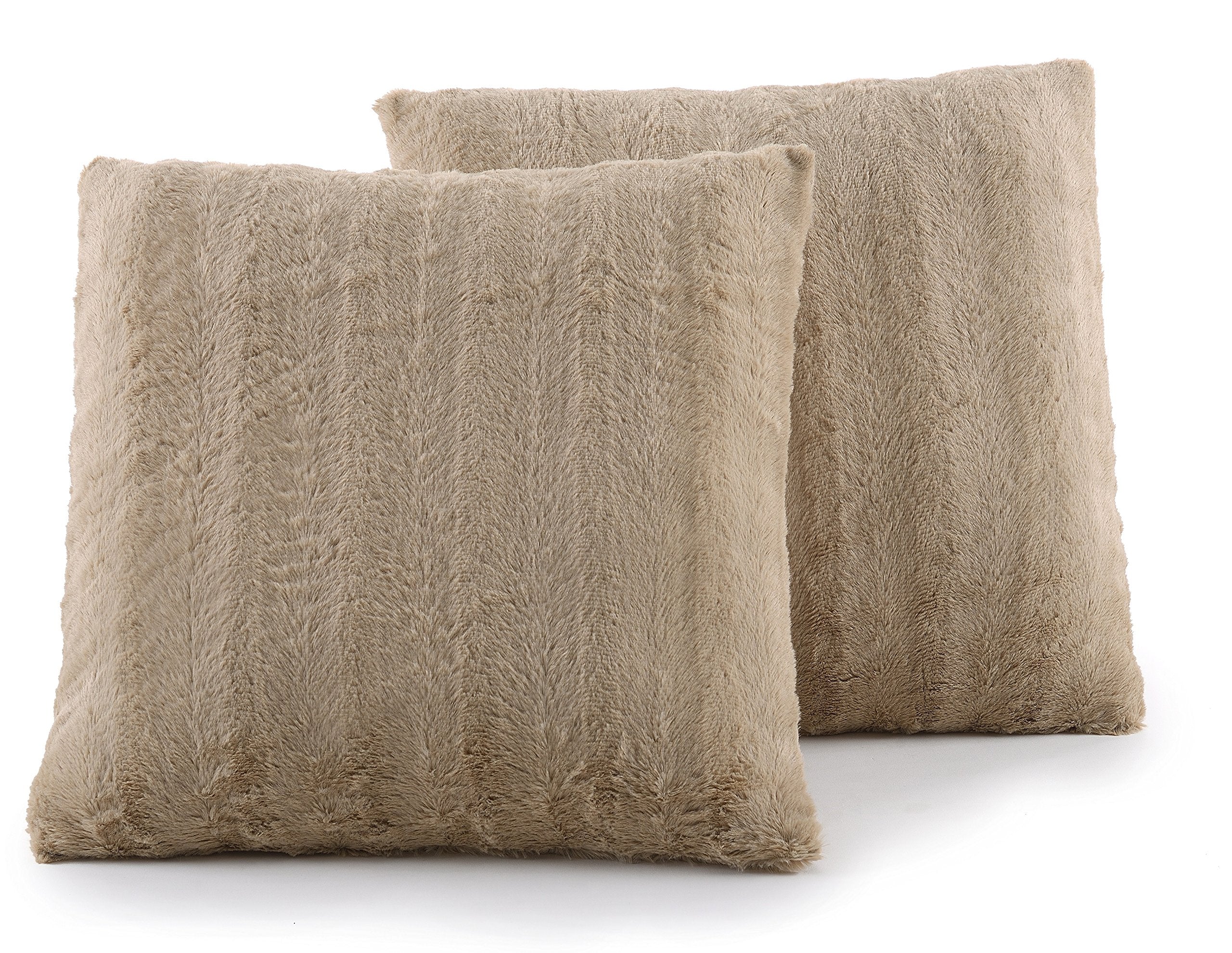 Cheer Collection Faux Fur Throw Pillows - Decorative Pillows For Couch, Bed Throw Pillows, Sand Accent Pillows For Bedroom Or Li