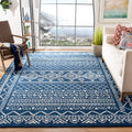 SAFAVIEH Tulum Collection 67 Square Navy/Ivory TUL268N Moroccan Boho Distressed Non-Shedding Living Room Bedroom Dining Home Of