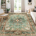 Castage 8x10 Area Rugs Washable,Green Rug for Living Room Bedroom Dining Room,Large Boho Vintage Bohemian Distressed Oriental Ca