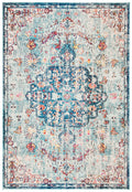 SAFAVIEH Madison Collection Accent Rug - 22 x 4, Navy & Light Blue, Medallion Distressed Design, Non-Shedding & Easy Care, Ide