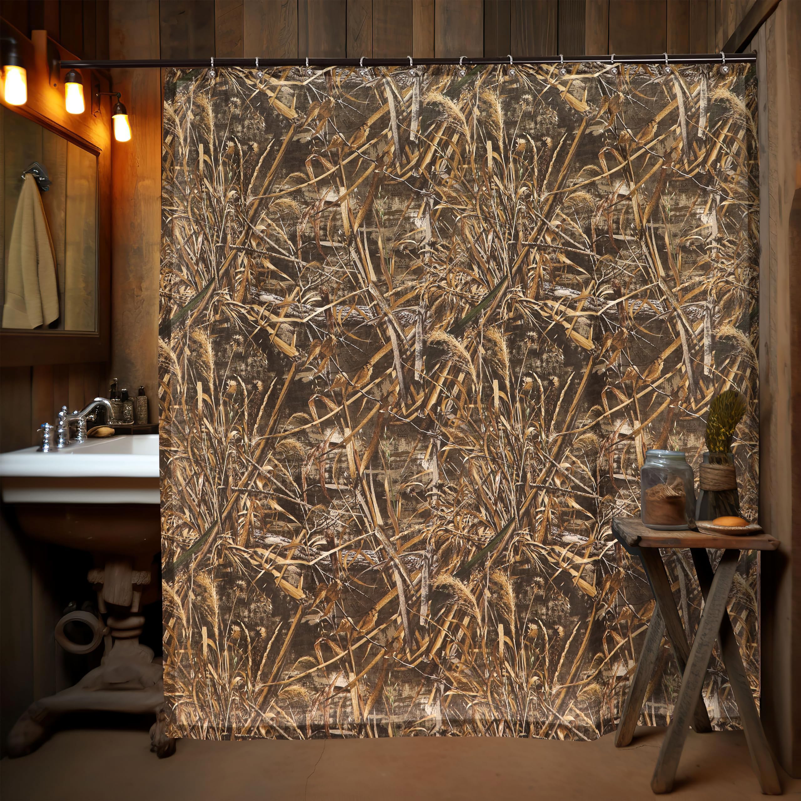 Visi-One Realtree Max-5 Camo Farmhouse Shower Curtain, 72 Inch Shower Curtain For Bathroom - Elevate Your Farmhouse Bathroom Dec