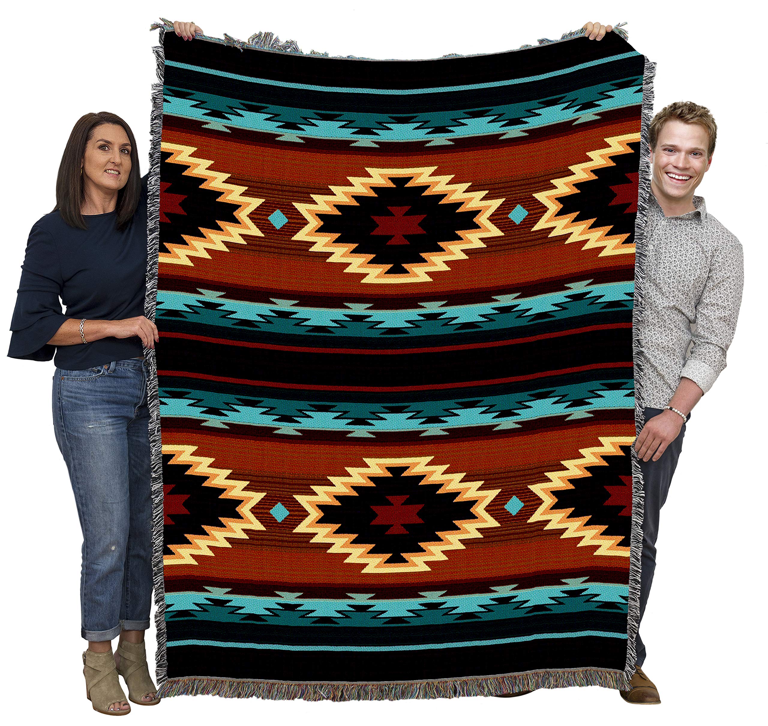 Pure Country Weavers Anatolia Blanket - Southwest Native American Inspired - Gift Tapestry Throw Woven From Cotton - Made In The
