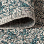 Jonathan Y Smb102C-4 Rozetta Boho Medallion Textured Weave Indoor Outdoor -Area Rug Coastal Bohemian Rustic Glam Easy-Cleaning Bedroom Kitchen Backyard Patio Non Shedding, 4 X 6, Gray/Teal