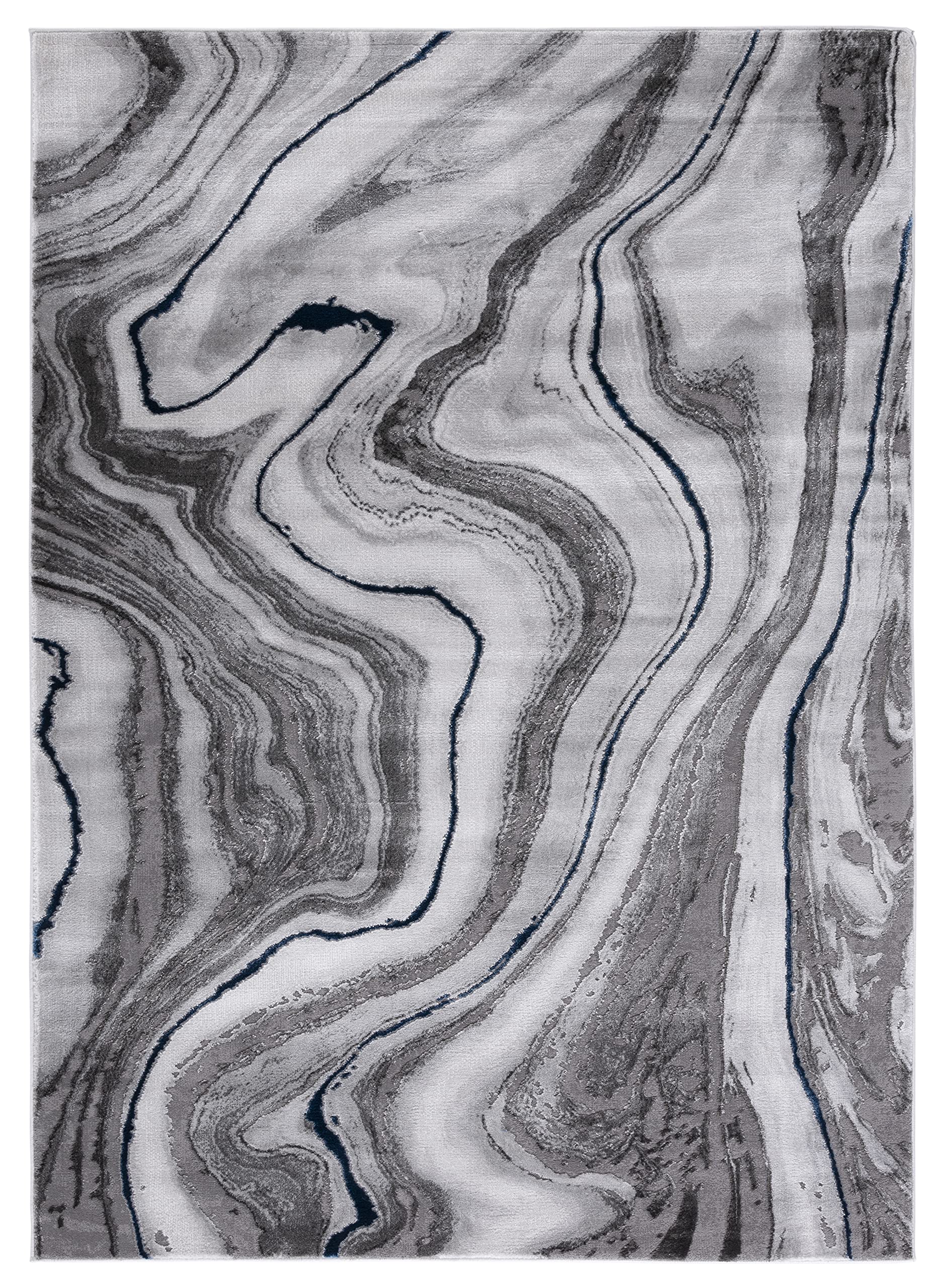 SAFAVIEH Craft Collection Accent Rug - 23 x 4, Grey & Blue, Modern Abstract Design, Non-Shedding & Easy Care, Ideal for High T