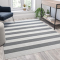 Flash Furniture Melissa Indoor/Outdoor Area Rug - Grey & White - Cabana Striped - 5' X 7' - Stain Resistant