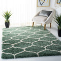 SAFAVIEH Hudson Shag Collection Accent Rug - 4 x 6, Light Green & Ivory, Trellis Design, Non-Shedding & Easy Care, 2-inch Thic
