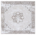 SAFAVIEH Tucson Collection Area Rug - 8 Square, Sage & Ivory, Persian Medallion Design, Machine Washable Ideal for High Traffic