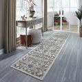 Maples Rugs Distressed Tapestry Vintage Non Slip Runner Rug For Hallway Entry Way Floor Carpet [Made in USA], 26 x 10, Neutral