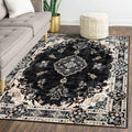 MUJOO Area Rugs 5x7Black,Boho Rug for Bedroom Living Room Dining Room, Large Machine Washable Non Slip Carpet Vintage Bohemian
