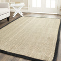 SAFAVIEH Natural Fiber Collection Area Rug - 4 Square, Natural & Black, Border Herringbone Seagrass Design, Easy Care, Ideal fo