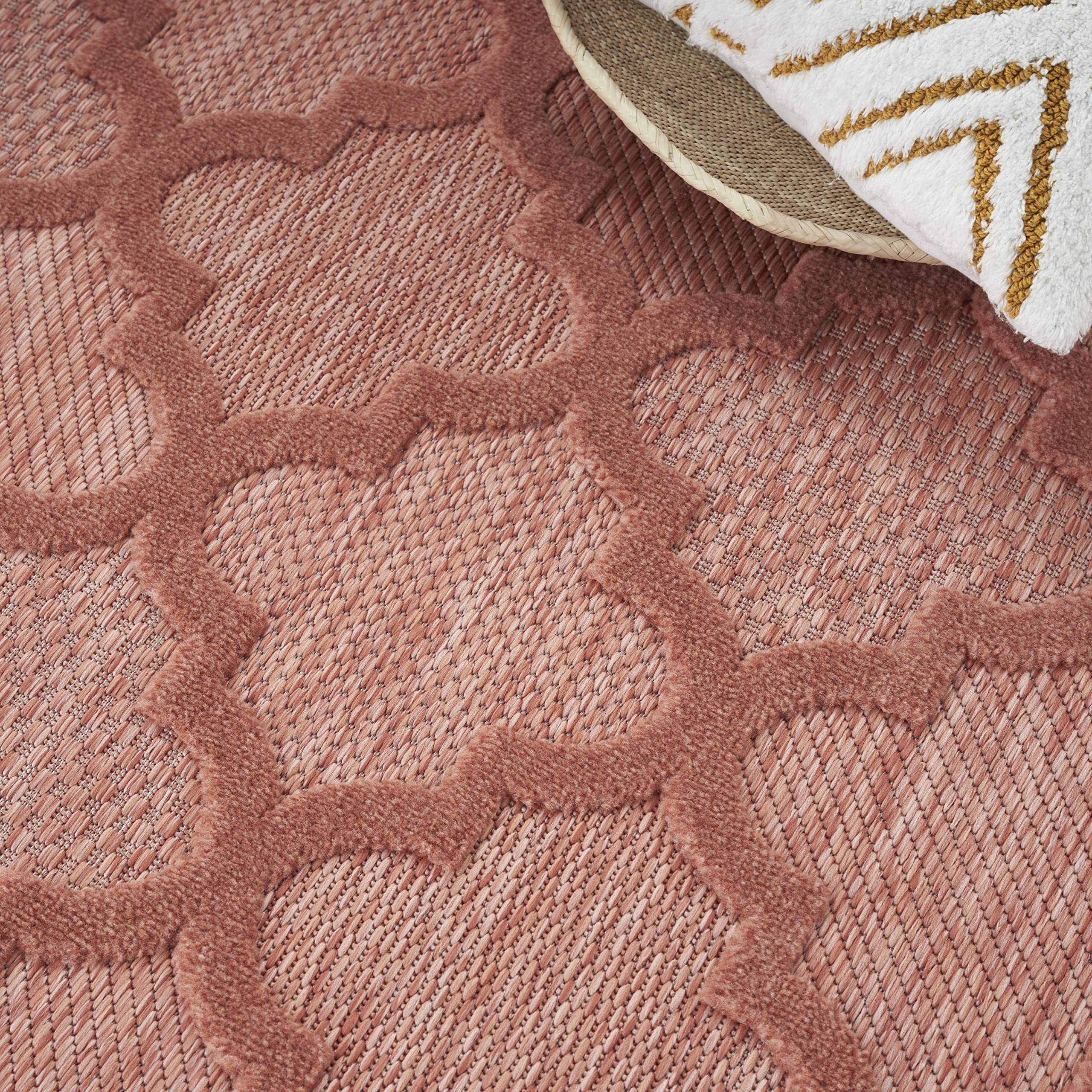 Nourison Easy Care Moroccan Coral/Orange 5' X 7' Area -Rug, Trellis, Easy -Cleaning, Non Shedding, Bed Room, Living Room, Dining Room, Backyard, Deck, Patio (5X7)