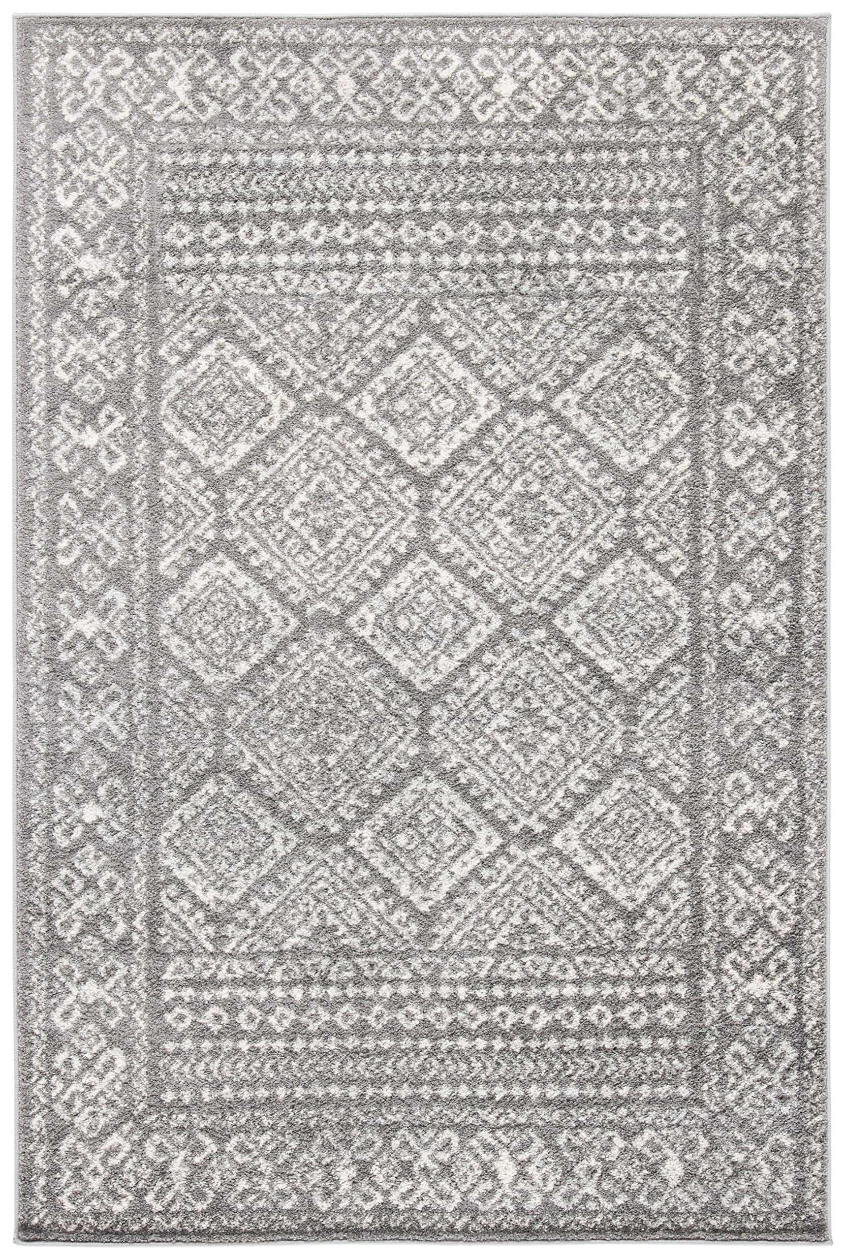 SAFAVIEH Tulum Collection Accent Rug - 2 x 4, Dark Grey & Ivory, Moroccan Boho Distressed Design, Non-Shedding & Easy Care, Id