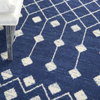 Nourison Grafix Moroccan Navy 7'10' X 9'10' Area Rug, Easy Cleaning, Non Shedding, Bed Room, Living Room, Dining Room, Kitchen