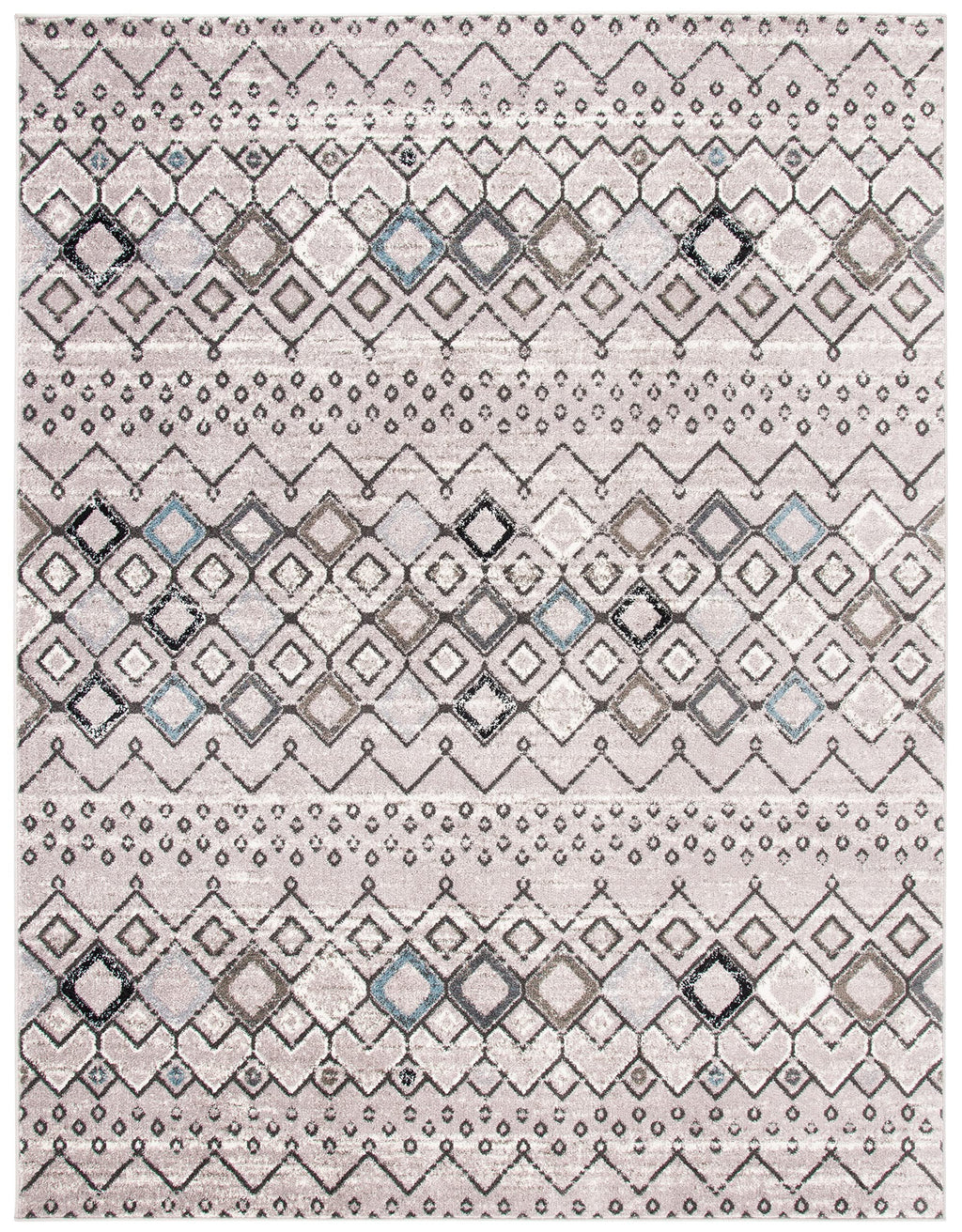Safavieh Amsterdam Collection Area Rug - 6'7'' X 9'2'', Light Grey & Brown, Moroccan Boho Design, Non-Shedding & Easy Care, Idea