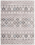 Safavieh Amsterdam Collection Area Rug - 6'7'' X 9'2'', Light Grey & Brown, Moroccan Boho Design, Non-Shedding & Easy Care, Idea