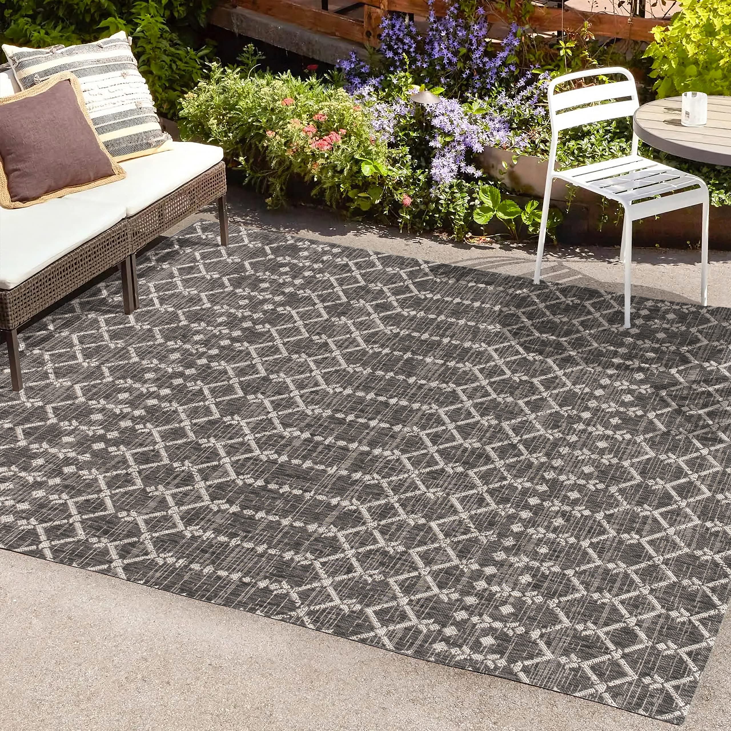 Jonathan Y Smb108F-8 Ourika Moroccan Geometric Textured Weave Indoor Outdoor -Area Rug, Bohemian, Rustic, Scandinavian Easy-Clea